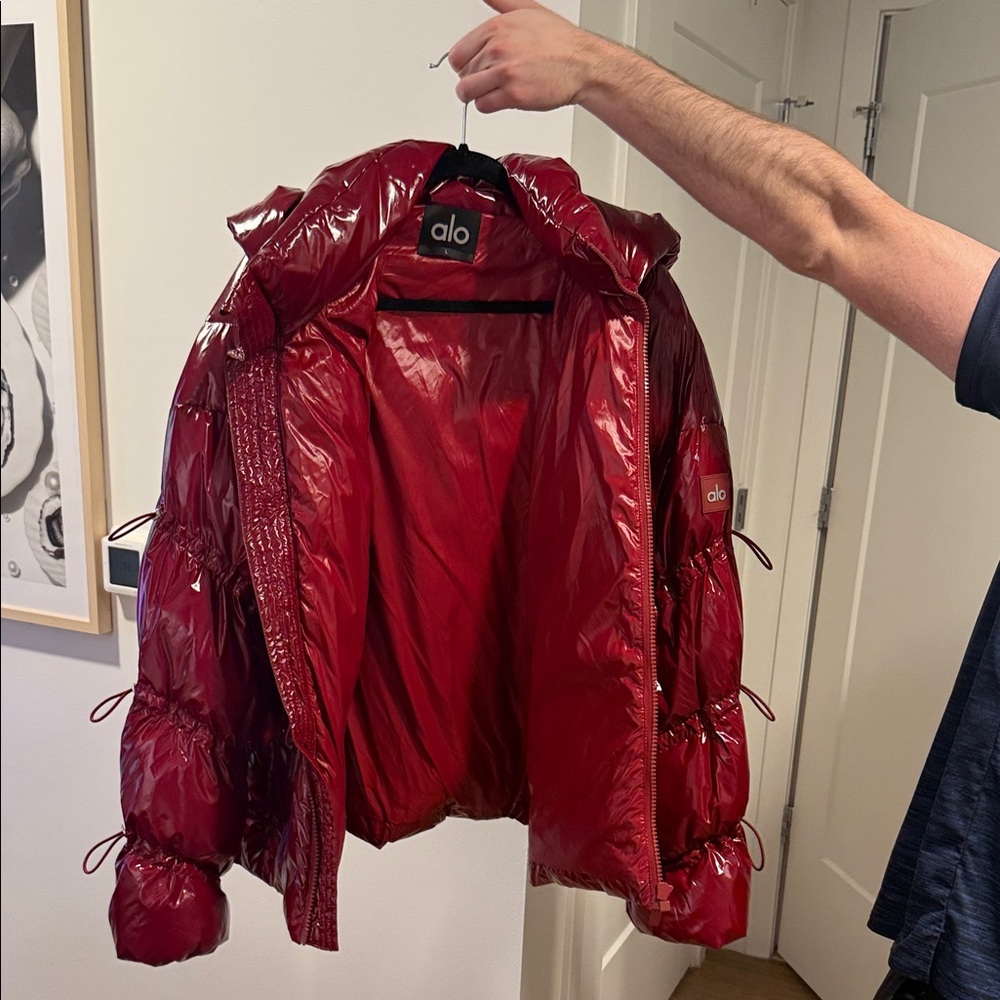ALO Yoga Shiny Red Puffer Jacket